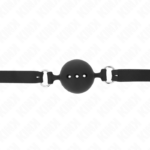 Bavaglio In Silicone Intero 55 X 2 Cm Con Sfera Da 4,5 Cm Misura M Nero Regolabile 35-51 Cm - Kink - immagine 4