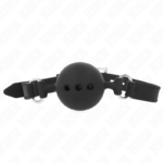 Bavaglio In Silicone Intero 55 X 2 Cm Con Sfera Da 4,5 Cm Misura M Nero Regolabile 35-51 Cm - Kink