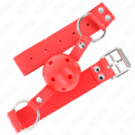 Ball Gag Completo Rosso Cavo Duro 62 X 2 Cm - Kink - immagine 2