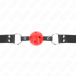 Bavaglio Sfera Traspirante 4 Cm Con Doppio Rivetto In Cuoio 62,5 X 2,5 Cm Regolabile 42-58 Cm - Kink - immagine 3