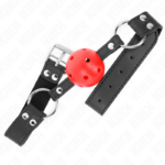 Bavaglio Sfera Traspirante 4 Cm Con Doppio Rivetto In Cuoio 62,5 X 2,5 Cm Regolabile 42-58 Cm - Kink - immagine 2
