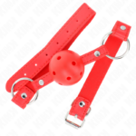 Bavaglio Sfera Traspirante 4 Cm Con Doppio Rivetto Modello 1 Rosso 62,5 X 2,5 Cm Regolabile 42-58 Cm - Kink - immagine 2
