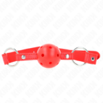 Bavaglio Sfera Traspirante 4 Cm Con Doppio Rivetto Modello 1 Rosso 62,5 X 2,5 Cm Regolabile 42-58 Cm - Kink - immagine 3