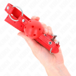 Bavaglio Sfera Traspirante 4 Cm Con Doppio Rivetto Modello 1 Rosso 62,5 X 2,5 Cm Regolabile 42-58 Cm - Kink - immagine 4