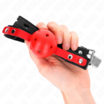 Palla Dura Cava Rossa 4 Cm Gag Nero Cinturino 60 X 2 Cm Regolabile 37-52 Cm - Kink - immagine 3