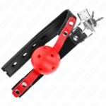 Palla Dura Cava Rossa 4 Cm Gag Nero Cinturino 60 X 2 Cm Regolabile 37-52 Cm - Kink - immagine 4