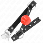 Ball 4 Cm Gag Con Serratura Sfera Rossa Cinturino Nero 60 X 2 Cm - Kink - immagine 2
