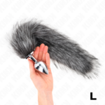 Plug Anale Misura L 10 X 4 Cm Con Coda Sintetica 40 Cm Grigio - Kink - immagine 4