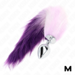 Plug Anale Misura M 8 X 3,5 Cm Con Coda Sintetica 40 Cm Viola - Kink - immagine 2