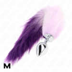 Plug Anale Misura M 8 X 3,5 Cm Con Coda Sintetica 40 Cm Viola - Kink - immagine 3