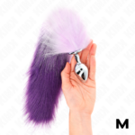 Plug Anale Misura M 8 X 3,5 Cm Con Coda Sintetica 40 Cm Viola - Kink - immagine 4