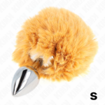 Spina In Acciaio Inossidabile 7 X 3 Cm Con Coda Di Coniglio In Ecopelliccia Beige 8 Cm - Kink - immagine 3