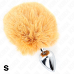 Spina In Acciaio Inossidabile 7 X 3 Cm Con Coda Di Coniglio In Ecopelliccia Beige 8 Cm - Kink - immagine 4