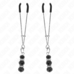Pinze Per Capezzoli Sottili Oro Con 3 Perline Di Vetro Nere 7 Cm - Kink