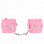 Polsini Imbottiti In Pelliccia Con Fori Quadri Rosa E Cintura Rosa Regolabile 17-29 Cm X 6 Cm - Kink