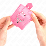 Polsini Imbottiti In Pelliccia Con Fori Quadri Rosa E Cintura Rosa Regolabile 17-29 Cm X 6 Cm - Kink - immagine 4