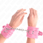 Polsini Imbottiti In Pelliccia Con Fori Quadri Rosa E Cintura Rosa Regolabile 17-29 Cm X 6 Cm - Kink - immagine 3