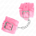Polsini Imbottiti In Pelliccia Con Fori Quadri Rosa E Cintura Rosa Regolabile 17-29 Cm X 6 Cm - Kink - immagine 2