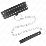 Collana Con Guinzaglio 65 Cm Con Borchie In Argento Modello 1 Regolabile 36-43 Cm X 5 Cm - Kink - immagine 3