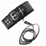 Collana Con Guinzaglio 116 Cm Con Borchie In Argento Modello 4 Nero Regolabile 40-48 Cm X 6 Cm - Kink - immagine 4