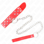 Collana Con Cinturino Ad Anello Rivetto Con Cintura 65 Cm Rosso Regolabile 36-50 Cm X 3,8 Cm - Kink - immagine 5