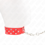 Collana Con Cinturino Ad Anello Rivetto Con Cintura 65 Cm Rosso Regolabile 36-50 Cm X 3,8 Cm - Kink - immagine 3