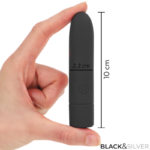 Geri Usb Ricaricabile Vibrante Bullet 8 Vibrazioni Nero 10 X 2,2 Cm - Black & Silver - immagine 5