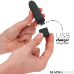Geri Usb Ricaricabile Vibrante Bullet 8 Vibrazioni Nero 10 X 2,2 Cm - Black & Silver - immagine 4