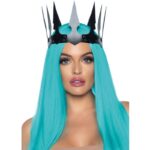 Corona Maleficent In Pelle Sintetica Con Borchie Nera - Leg Avenue