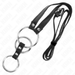 Anello Per Pene In Metallo Triplo Da 3,8 Cm A 5 Cm Con Cintura In Pelle 112 Cm - Kink - immagine 4