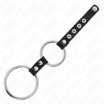 Doppio Anello Per Pene In Metallo Da 3,8 Cm A 5 Cm Collegato Con Pelle - Kink - immagine 4