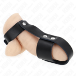 Anello Per Gabbia Per Pene In Pelle Con Divisore Per Palline Regolabile - Kink