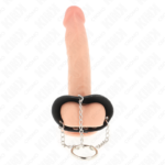 Anello Per Pene Catena 4 Cm Metallo 7 Cm Con Cintura In Pelle - Kink - immagine 3