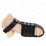Anello Per Gabbia Per Pene In Pelle Con Cinturino Divisore Per Palline Rivestito Regolabile - Kink