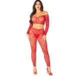 Crop Top + Calze Rosso Taglia Unica - Leg Avenue