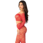Crop Top + Calze Rosso Taglia Unica - Leg Avenue - immagine 3