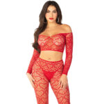 Crop Top + Calze Rosso Taglia Unica - Leg Avenue - immagine 2