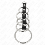 5 Anelli Per Pene In Metallo Da 3,2 Cm A 5 Cm Collegati Da Pelle - Kink - immagine 3