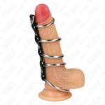 5 Anelli Per Pene In Metallo Da 3,2 Cm A 5 Cm Collegati Da Pelle - Kink