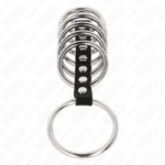 7 Anelli Per Pene In Metallo Da 3,2 Cm A 5 Cm Collegati Da Pelle - Kink - immagine 3
