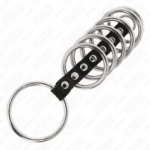 7 Anelli Per Pene In Metallo Da 3,2 Cm A 5 Cm Collegati Da Pelle - Kink - immagine 4