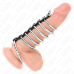7 Anelli Per Pene In Metallo Da 3,2 Cm A 5 Cm Collegati Da Pelle - Kink - immagine 2