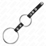 Doppio Anello Per Pene Da 3,8 Cm A 5 Cm Collegato Da Pelle - Kink - immagine 3