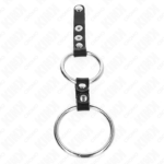 Doppio Anello Per Pene Da 3,8 Cm A 5 Cm Collegato Da Pelle - Kink - immagine 4