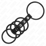 5 Anelli Per Pene In Silicone Da 3,8 Cm A 4,8 Cm Collegati Da Pelle - Kink - immagine 3