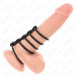 5 Anelli Per Pene In Silicone Da 3,8 Cm A 4,8 Cm Collegati Da Pelle - Kink - immagine 2