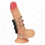 4 Anelli Per Pene In Metallo Da 3,7 Cm A 5 Cm Collegati Da Pelle - Kink