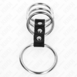 4 Anelli Per Pene In Metallo Da 3,7 Cm A 5 Cm Collegati Da Pelle - Kink - immagine 3