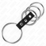 4 Anelli Per Pene In Metallo Da 3,7 Cm A 5 Cm Collegati Da Pelle - Kink - immagine 4