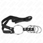 4 Anelli Per Pene In Metallo Collegati Da 3,8 Cm A 5 Cm Con Cintura In Pelle 112 Cm - Kink - immagine 4